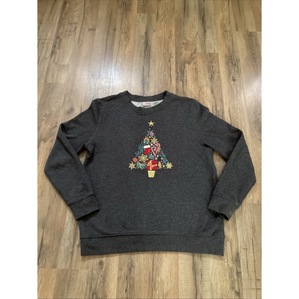 Christmas Crewneck Sweatshirt Womens Size Small Embroidered Holiday Fleece Lined